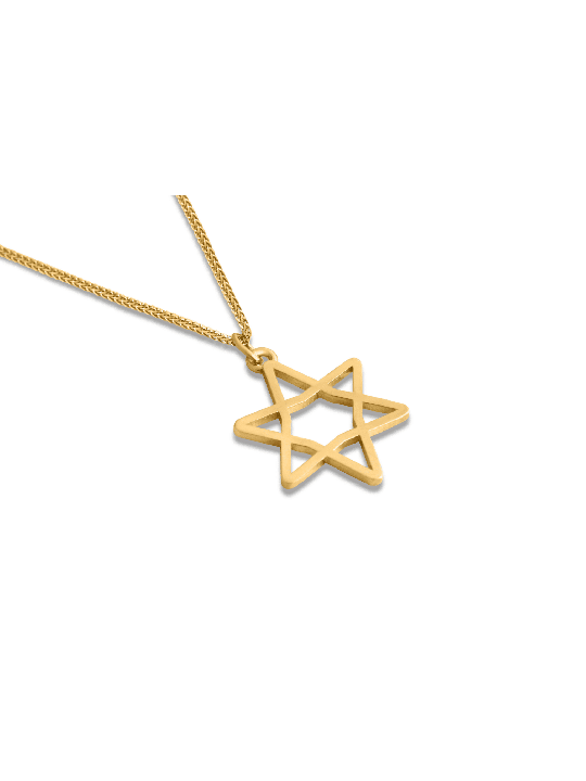 שרשרת זהב חלול מגן דוד פשוט, מתנות חתונה יהודיות, ישר